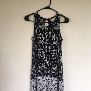 Loft Black and White Floral Swing Dress